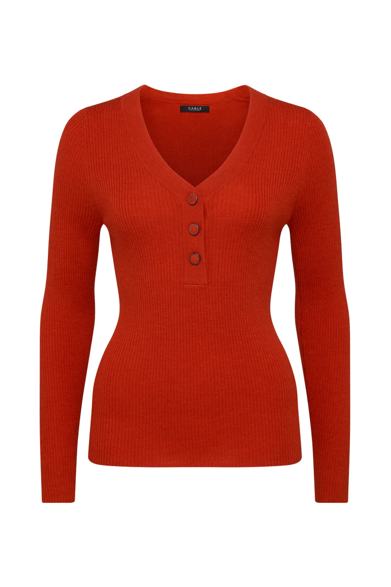 Cable Melbourne ELSA MERINO JUMPER in Tomato Red