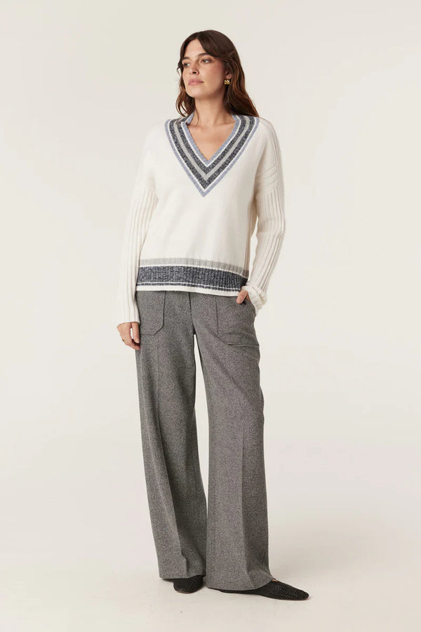 CASHWOOL VARSITY JUMPER | Milk