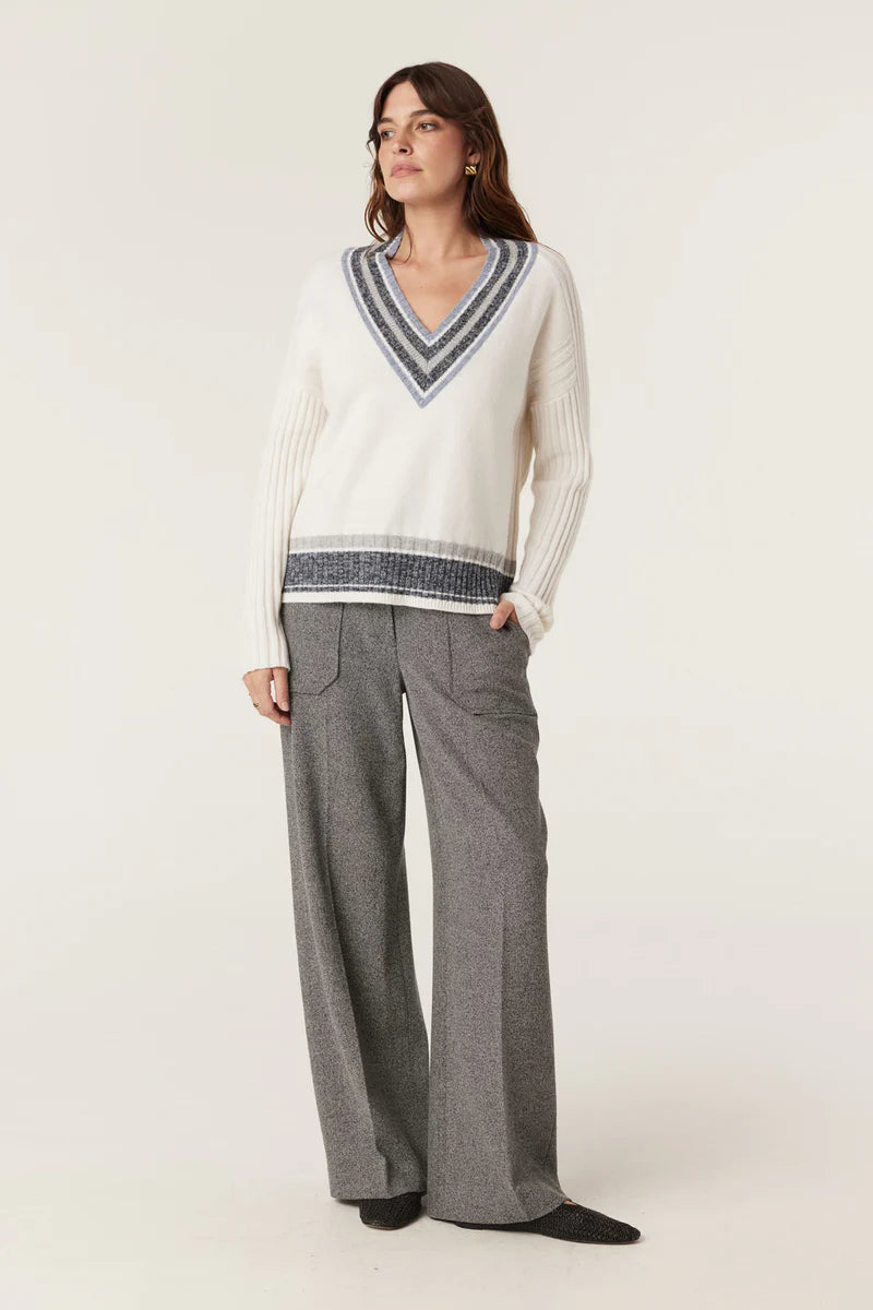 CASHWOOL VARSITY JUMPER | Milk