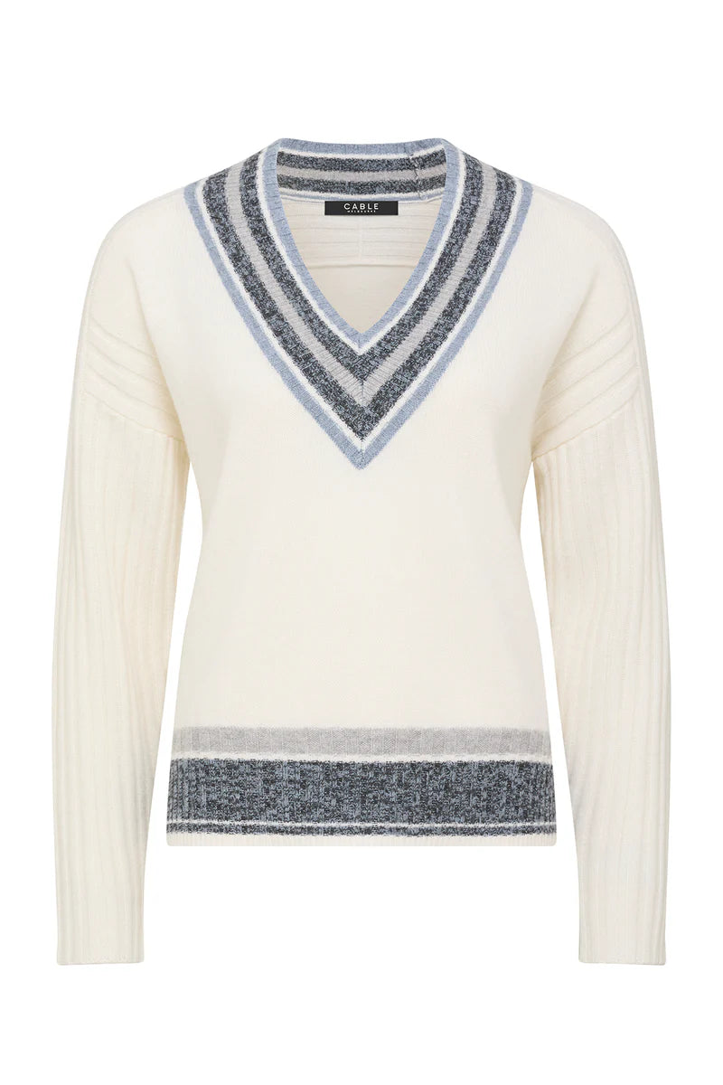 CASHWOOL VARSITY JUMPER | Milk