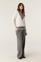 CASHWOOL VARSITY JUMPER | Milk