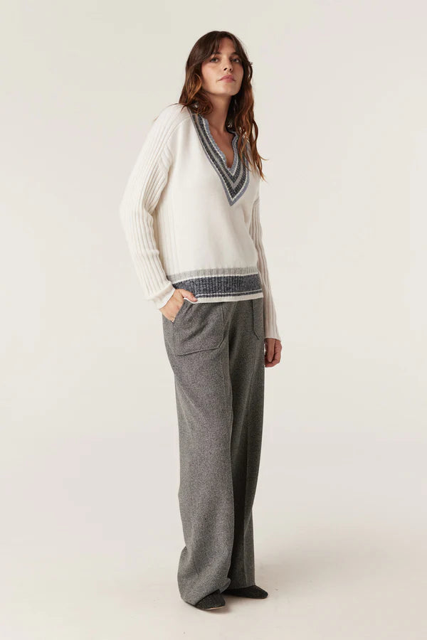 CASHWOOL VARSITY JUMPER | Milk