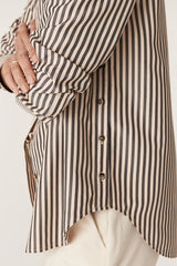 JAMIE STRIPE SHIRT in Khaki Stripe from Cable Melbourne