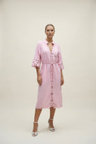 CORDELIA LINEN MIDI DRESS in Pink by Lola Australia