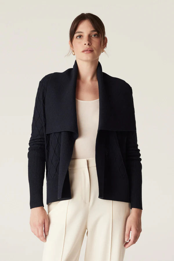 THE ELIZABETH MERINO CARDIGAN in Midnight Navy from Cable Melbourne