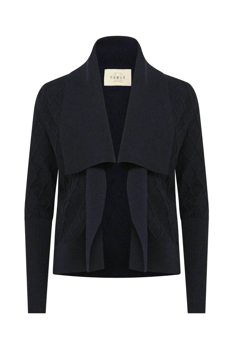 THE ELIZABETH MERINO CARDIGAN in Midnight Navy from Cable Melbourne