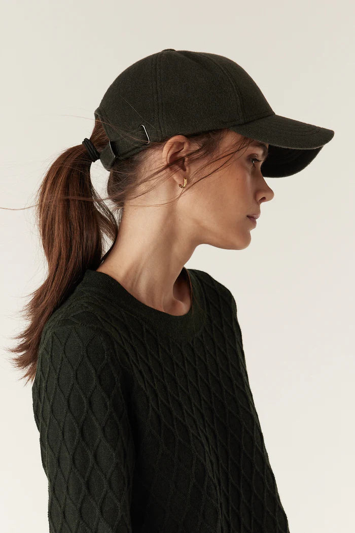 WOOL CASHMERE CAP in Moss from Cable Melbourne