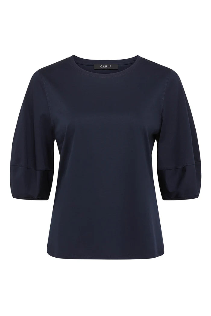PIMA LANTERN SLEEVE TOP in Navy from Cable Melbourne