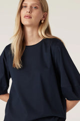 PIMA LANTERN SLEEVE TOP in Navy from Cable Melbourne