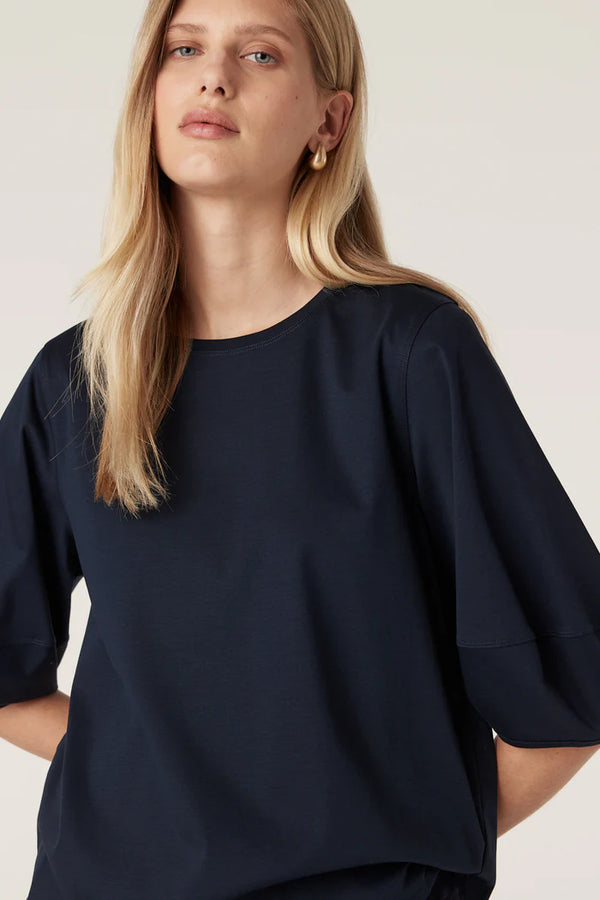 PIMA LANTERN SLEEVE TOP in Navy from Cable Melbourne