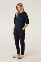 PIMA LANTERN SLEEVE TOP in Navy from Cable Melbourne