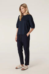 PIMA LANTERN SLEEVE TOP in Navy from Cable Melbourne