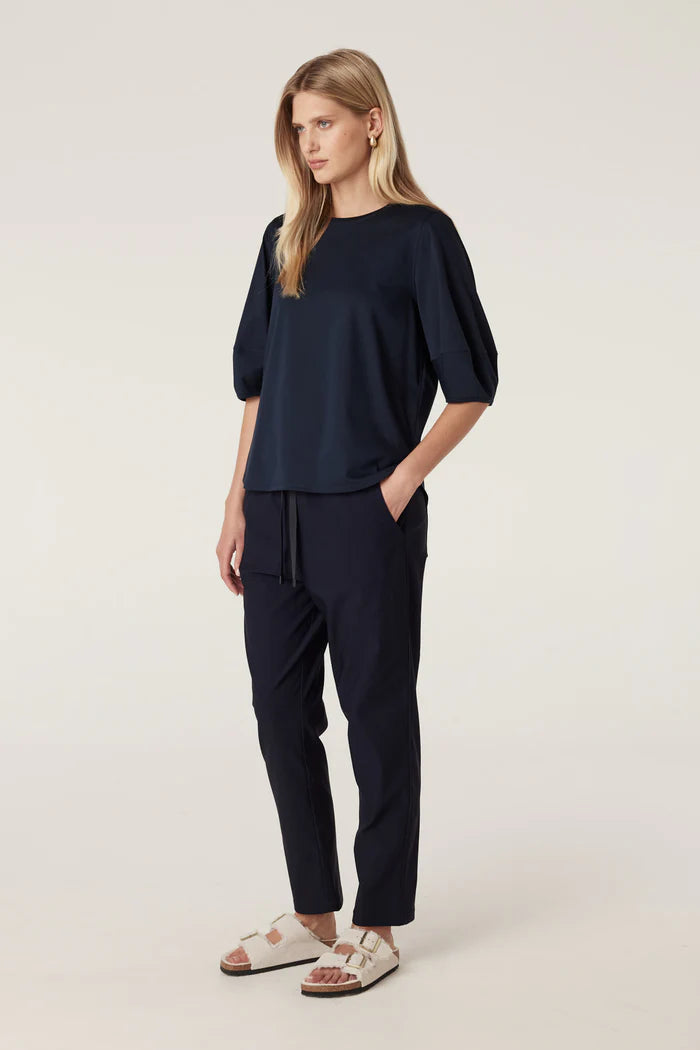 PIMA LANTERN SLEEVE TOP in Navy from Cable Melbourne