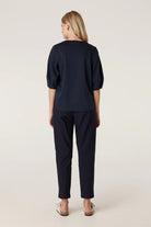 PIMA LANTERN SLEEVE TOP in Navy from Cable Melbourne