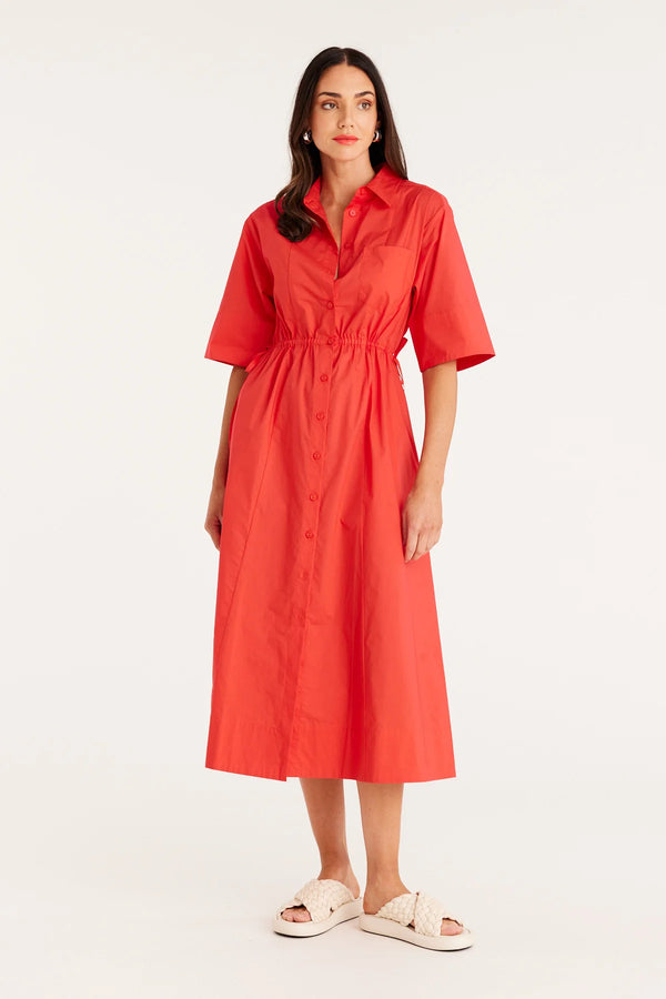 Cable Melbourne LUCY POPLIN SHIRT DRESS in Tomato