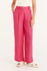 Cable Melbourne FREYA LINEN PANT in Hot Pink
