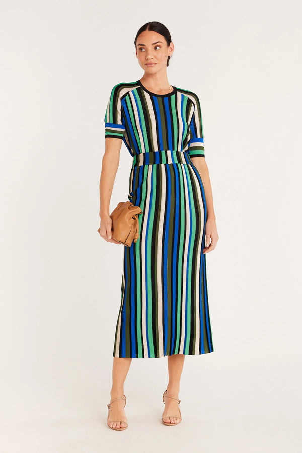 Cable Melbourne CREPE KNIT SKIRT in Green Stripe