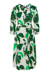 HAYMAN SHIRT DRESS | Green Palm Print