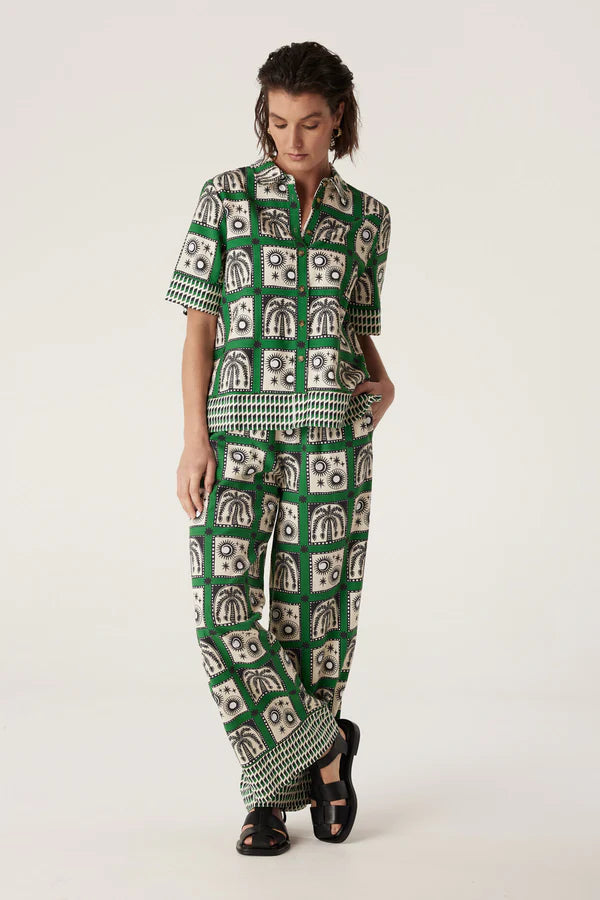 Cable Melbourne RAFFLES PANT in Green Print