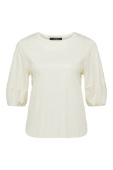 Cable Melbourne PIMA LANTERN SLEEVE TOP in Cream