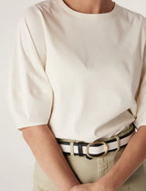 Cable Melbourne PIMA LANTERN SLEEVE TOP in Cream