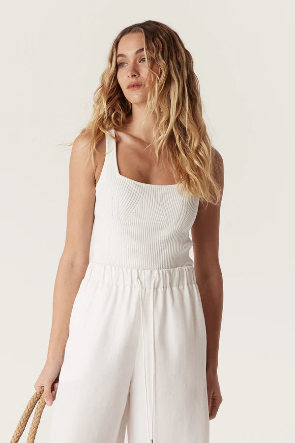 CREPE RIBBED KNIT TANK in White from Cable Melbourne