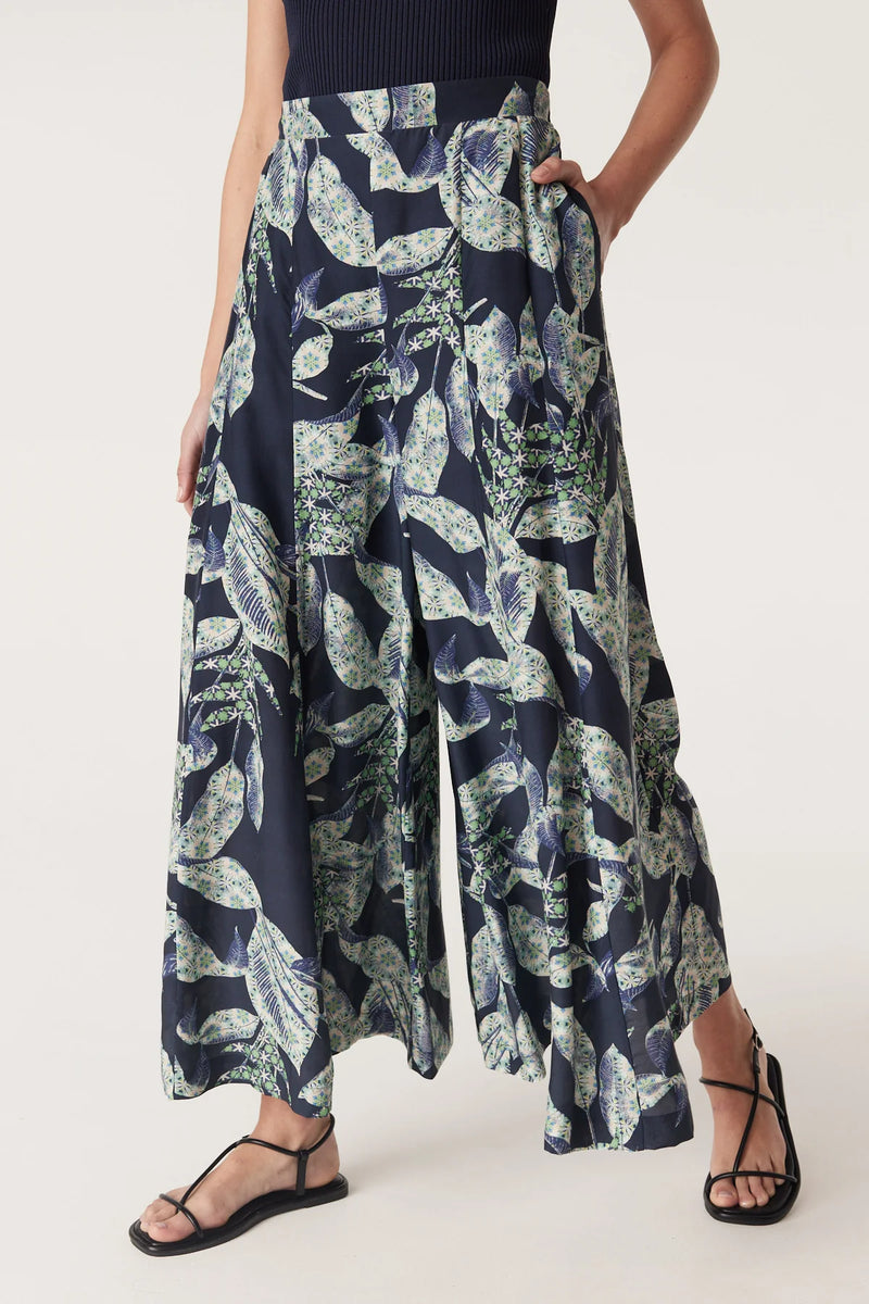 HAVANA WIDE LEG PANT in Navy Floral from Cable Melbourne