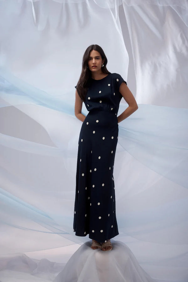 MUSE DRESS in Navy Spot from Cable Melbourne