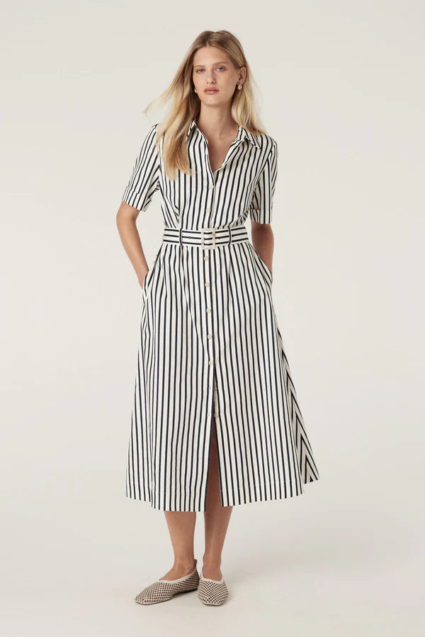 LINA STRIPE DRESS in Navy Stripe from Cable Melbourne