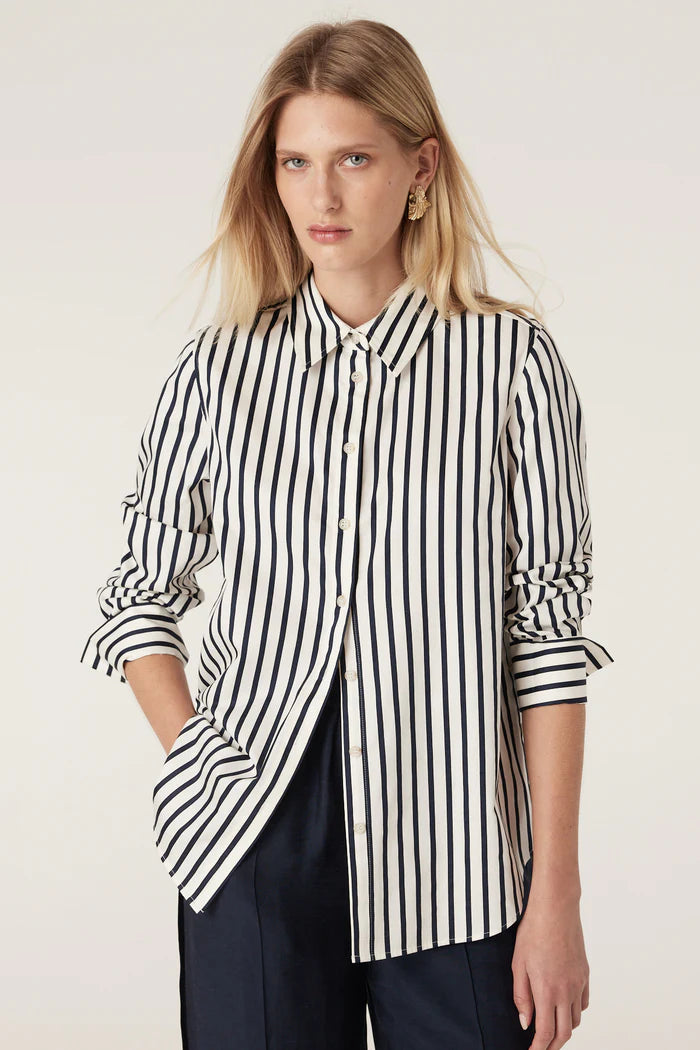 LINA STRIPE SHIRT in Navy Stripe from Cable Melbourne
