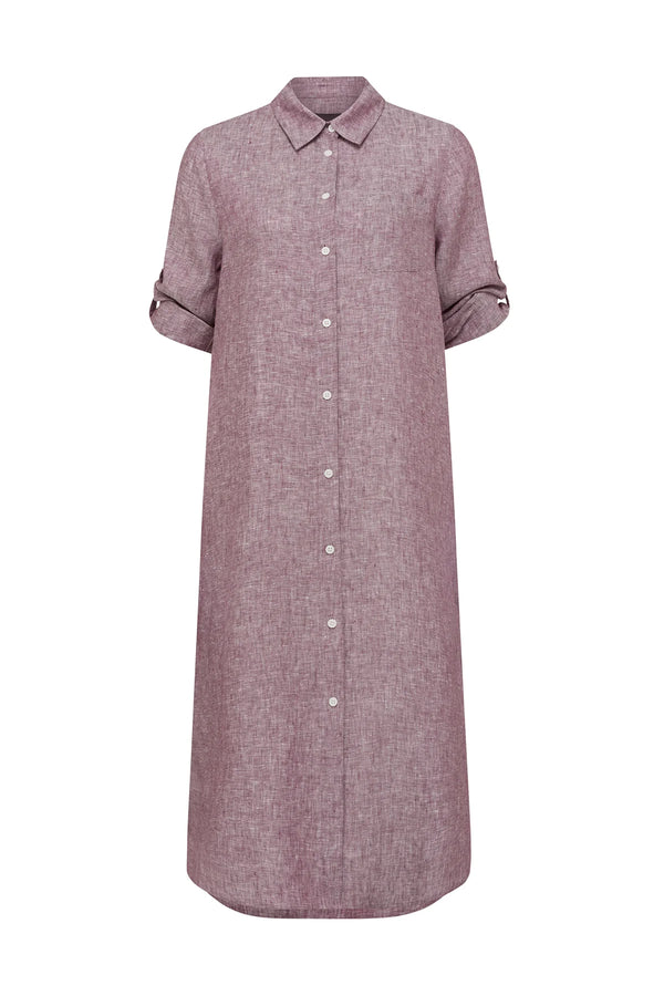 PURE LINEN SHIRT DRESS in Berry from Cable Melbourne