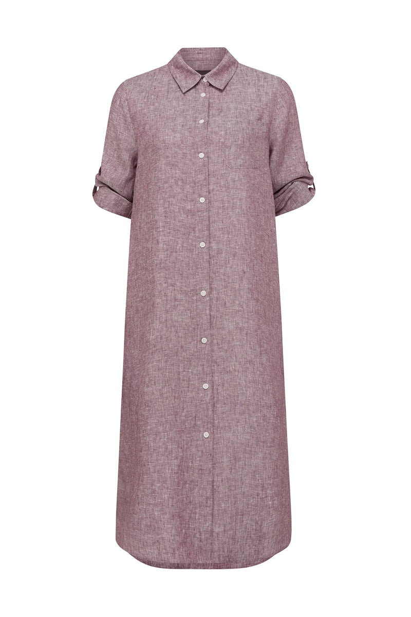 PURE LINEN SHIRT DRESS in Berry from Cable Melbourne