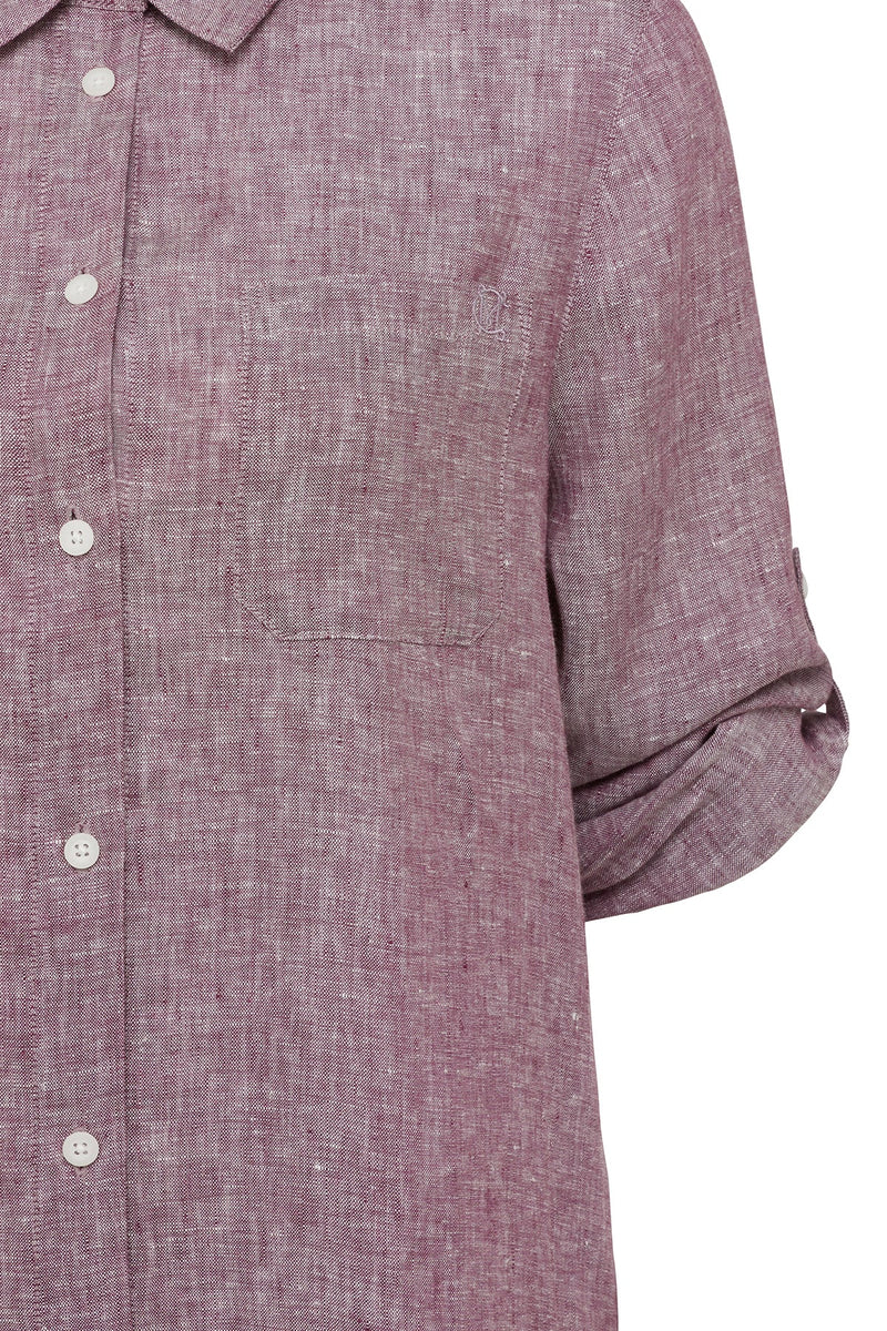 PURE LINEN SHIRT DRESS in Berry from Cable Melbourne