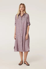 PURE LINEN SHIRT DRESS in Berry from Cable Melbourne