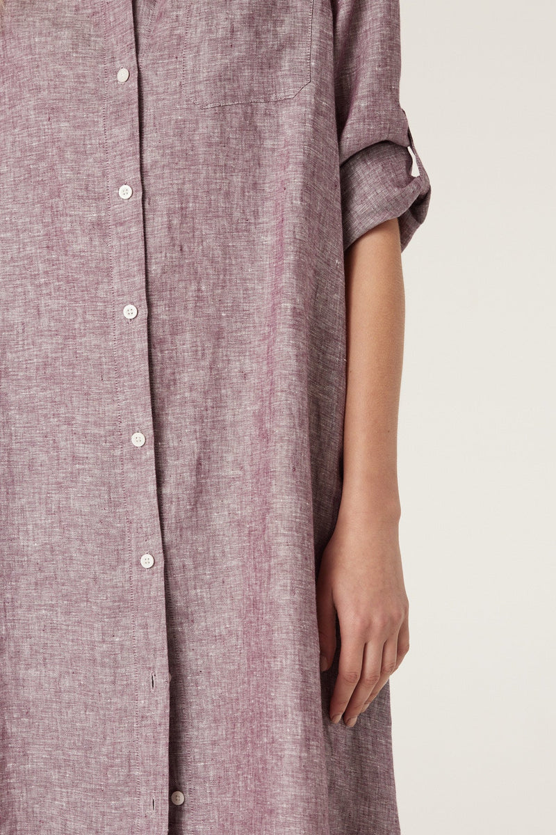 PURE LINEN SHIRT DRESS in Berry from Cable Melbourne
