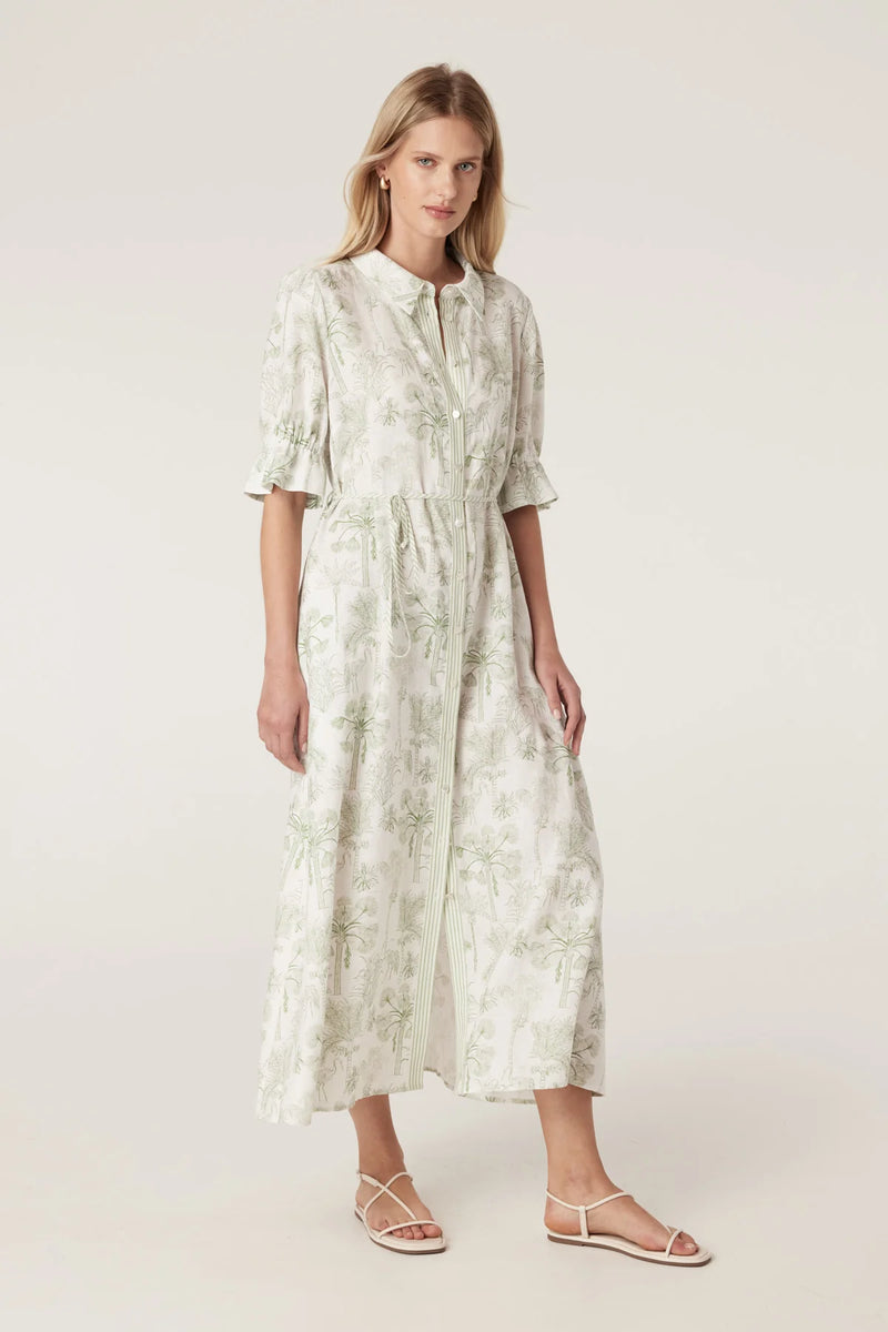 AVONDALE LINEN DRESS | Palm Print