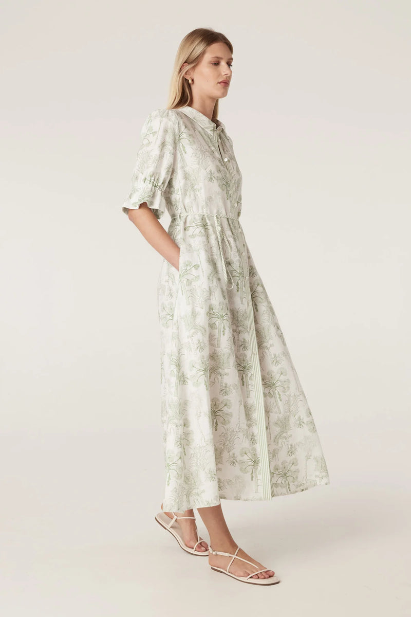AVONDALE LINEN DRESS | Palm Print