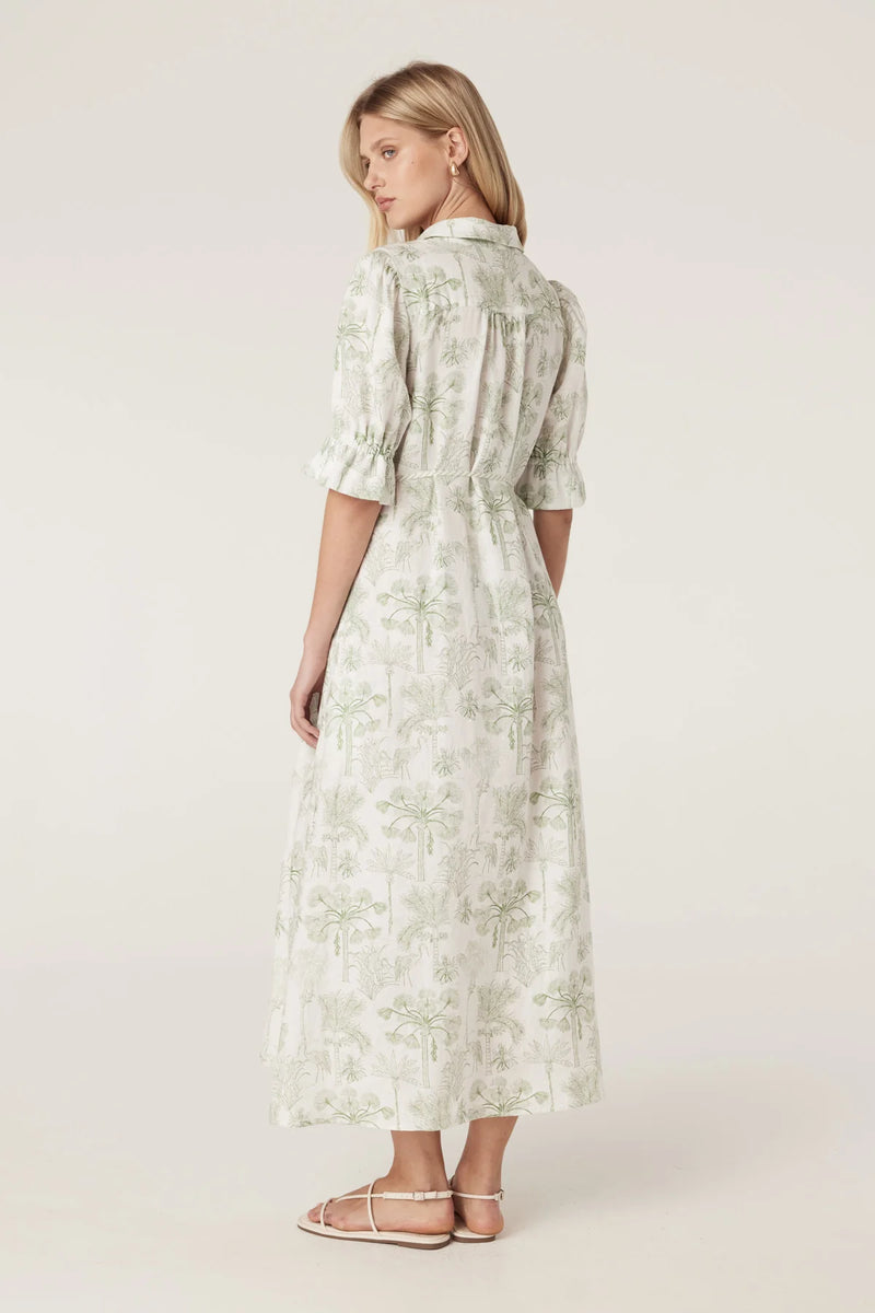 AVONDALE LINEN DRESS | Palm Print