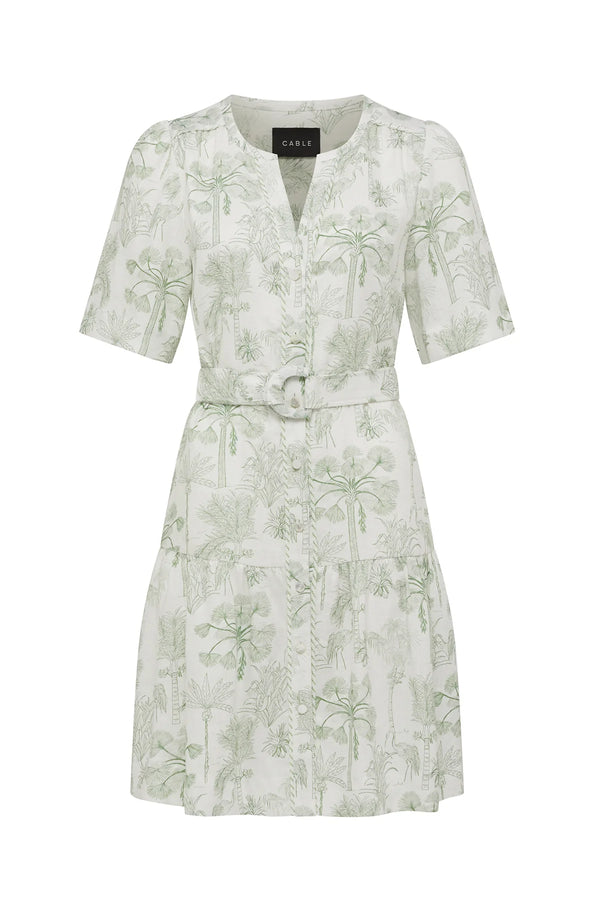 GRACIE LINEN DRESS | Palm Print