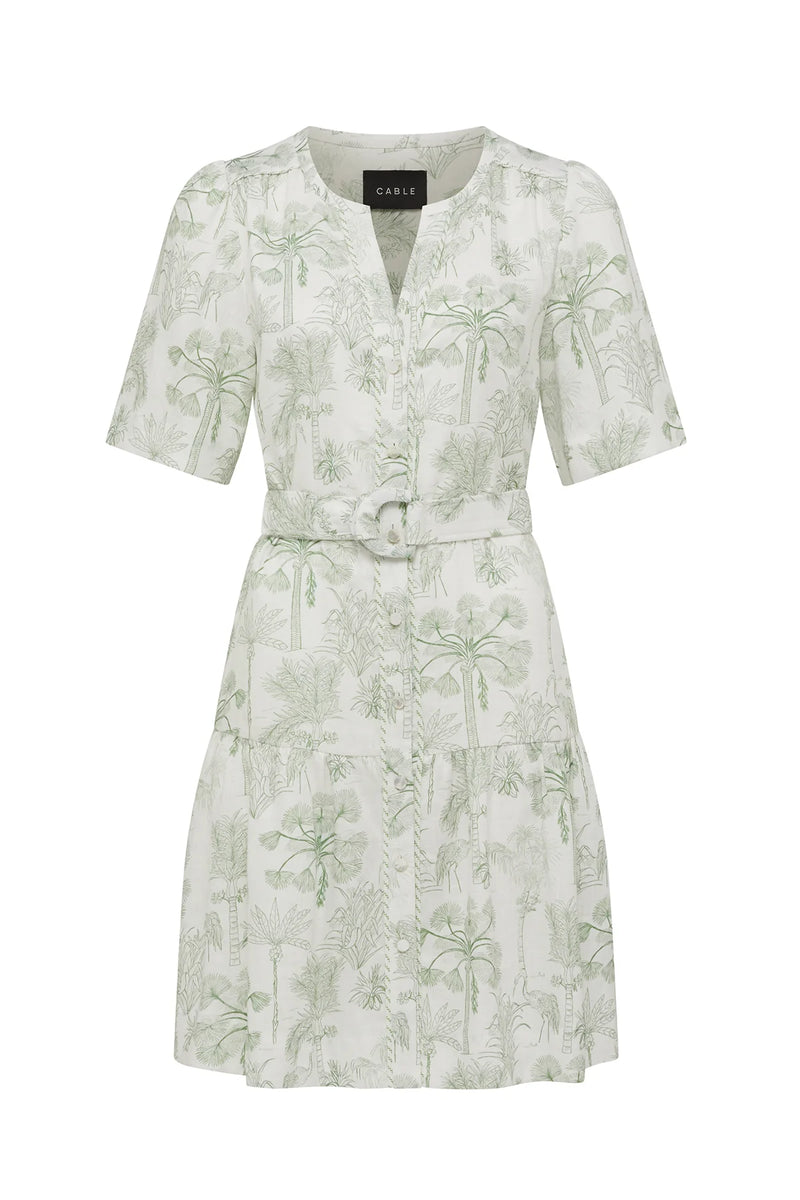 GRACIE LINEN DRESS | Palm Print