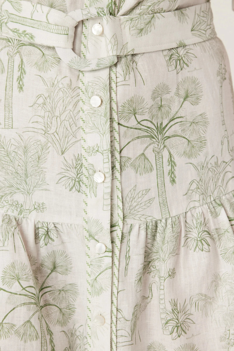 GRACIE LINEN DRESS | Palm Print