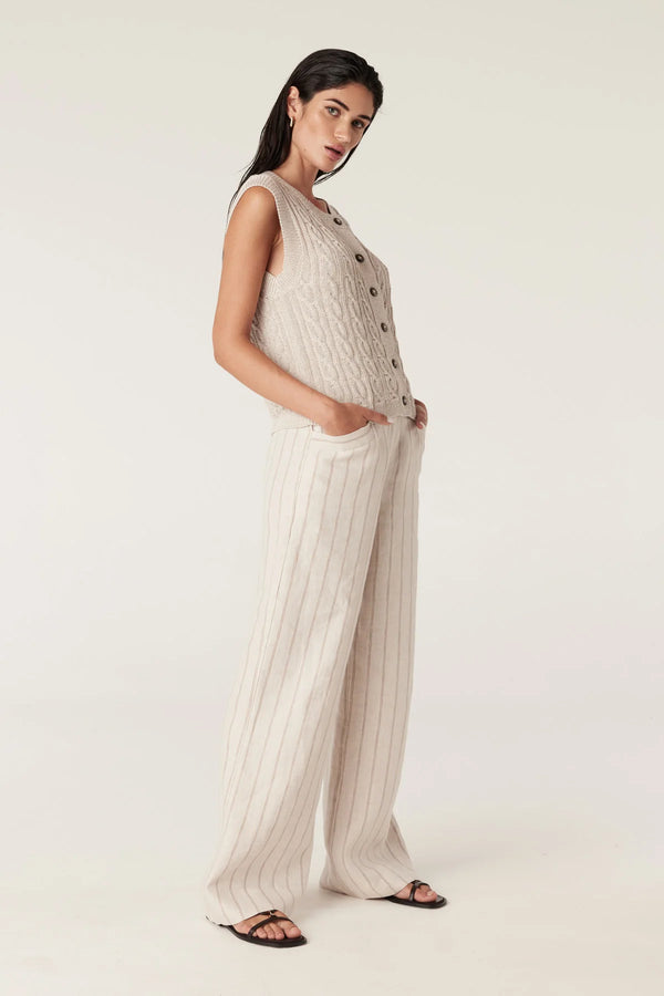 SAVANNAH LINEN PANT in Natural Stripe from Cable Melbourne