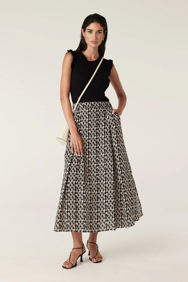 DRIFT LINEN SKIRT in Ripple Print from Cable Melbourne