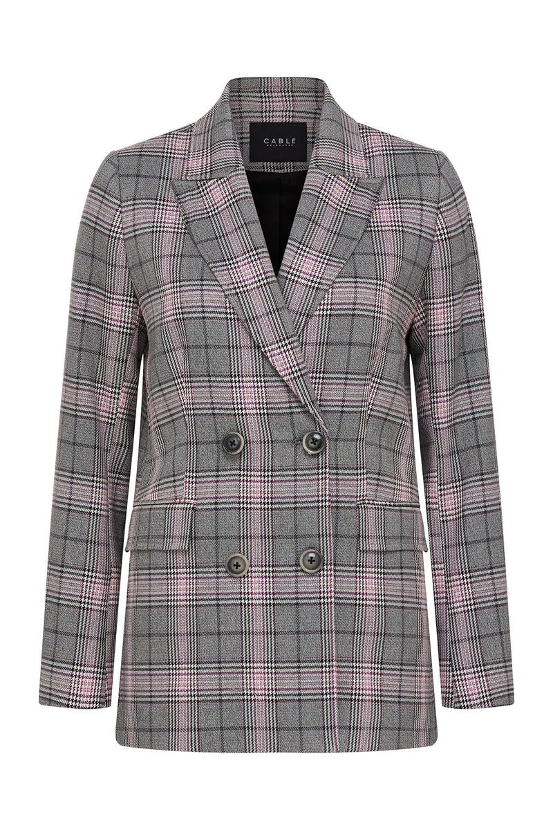 ELTON CHECK BLAZER | Pink Check