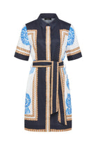 CALETTA LINEN DRESS in Blue Shell Print by Cable Melbourne