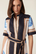 CALETTA LINEN DRESS in Blue Shell Print by Cable Melbourne