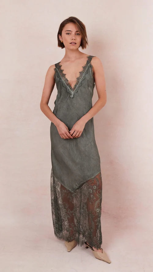 SOLANGE SLIP DRESS | Khaki - Darling & Domain