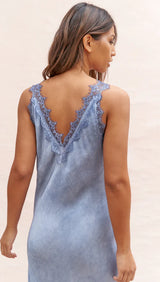 SOLANGE SLIP DRESS | Washed Blue