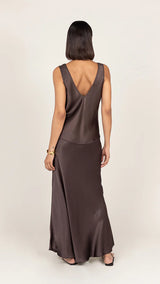 MAEVE SATIN SKIRT | Dark Espresso