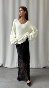 SOLENE LACE SKIRT | Black